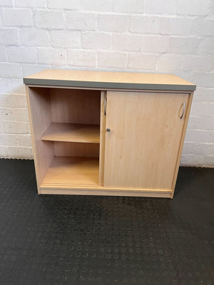 Modern Light Wood Sliding Door Credenza | Office Storage Cabinet