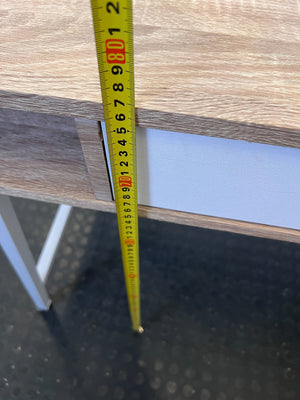 Modern Light Wood & White Compact Desk with Storage