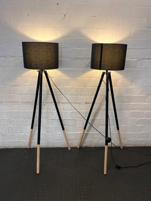 Modern Minimalist Tripod Floor Lamp with Black Shade - 2ndhandwarehouse.com