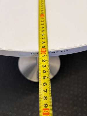 Modern Round White Table with Stainless Steel Base - Minor Scratches - 2ndhandwarehouse.com