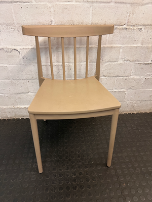 Modern Spindle-Back Sand Coloured Dining Chair — Good Working Order - 2ndhandwarehouse.com