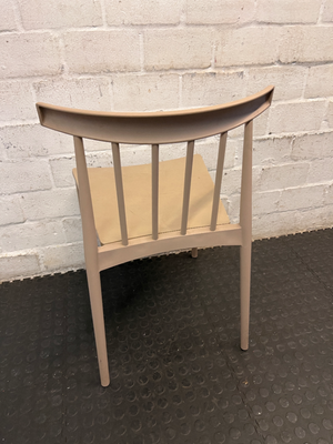Modern Spindle-Back Sand Coloured Dining Chair — Good Working Order - 2ndhandwarehouse.com