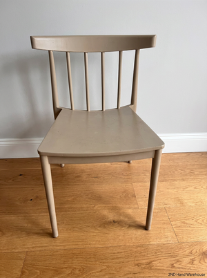 Modern Spindle-Back Sand Coloured Dining Chair — Good Working Order - 2ndhandwarehouse.com