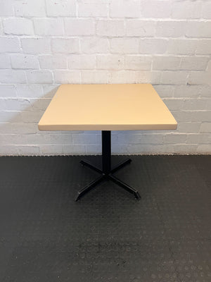 Modern Square Beige Table with Black Base – Minor Scratches