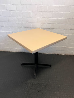Modern Square Beige Table with Black Base – Minor Scratches