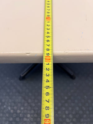 Modern Square Beige Table with Black Base – Minor Scratches