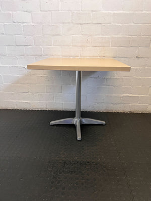 Modern Square Beige Table with Silver Base – Minor Scratches
