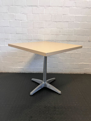 Modern Square Beige Table with Silver Base – Minor Scratches