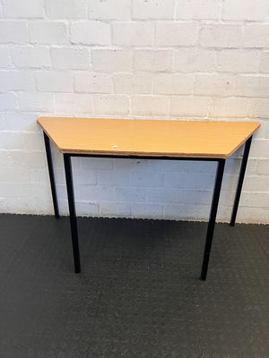 Modern Triangle-Shaped Light Oak Table with Black Legs - Minor Wear