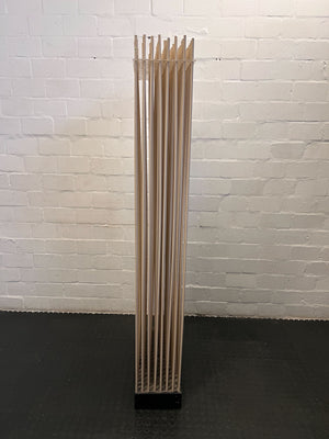 Modern Vertical Slat Room Divider – Natural Wood Finish