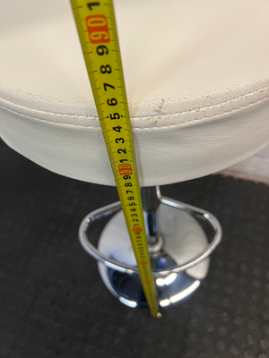 Adjustable Off-White Leatherette Bar Stool with Chrome Trim — Good Working Order