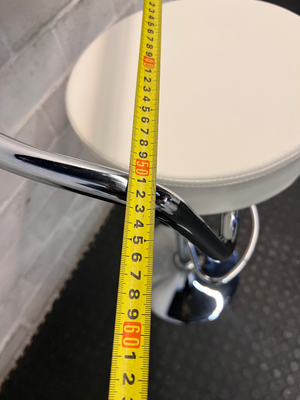 Adjustable Off-White Leatherette Bar Stool with Chrome Trim — Good Working Order