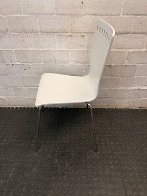 Modern White Moulded Dining Chair with Slotted Back