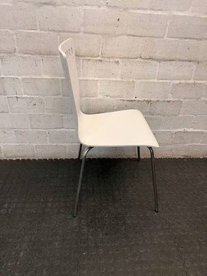 Modern White Moulded Dining Chair with Slotted Back