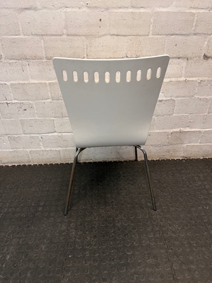 Modern White Moulded Dining Chair with Slotted Back