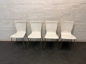 Modern White Moulded Dining Chair with Slotted Back