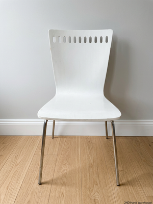 Modern White Moulded Dining Chair with Slotted Back
