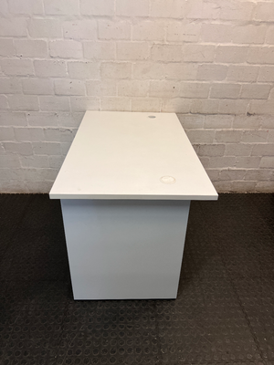 Modern White Office Desk with Cable Management Ports