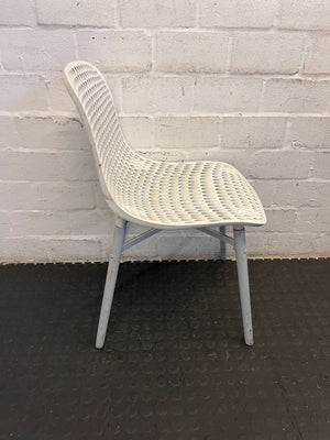 Modern White Perforated Plastic Chair with Metal Legs