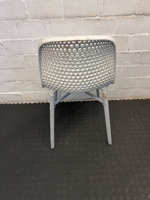 Modern White Perforated Plastic Chair with Metal Legs