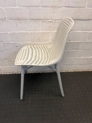 Modern White Perforated Plastic Chair with Metal Legs