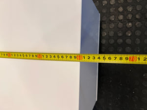 Modern White Two-Drawer Storage Chest with Minor Scratches