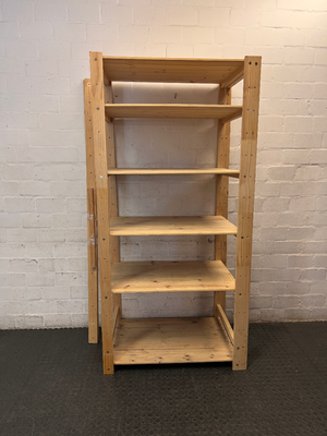 Natural Wood 6-Tier Shelving Unit — Fair Used Condition