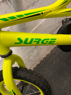 Neon Yellow Surge Kids Bicycle with Training Wheel — Very Good Condition