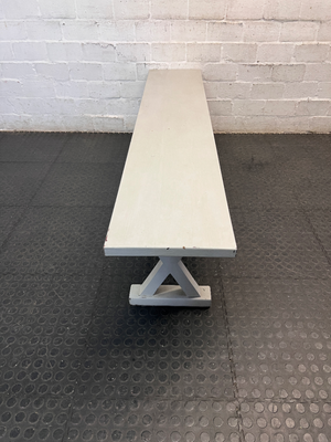 Neutral Grey Wooden X-Frame Bench