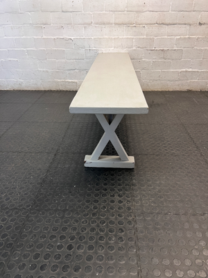 Neutral Grey Wooden X-Frame Bench