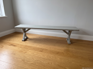 Neutral Grey Wooden X-Frame Bench