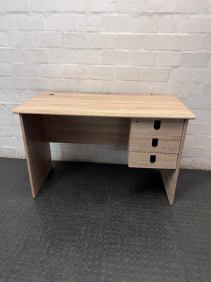 Oak Finish Office Desk with 3 Drawers — Brand New Condition