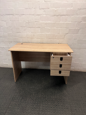 Oak Finish Office Desk with 3 Drawers — Brand New Condition