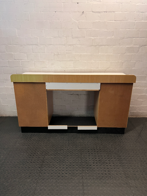 Oak Tone Dual Pedestal Office Desk with White Top — Good Pre-Owned Condition
