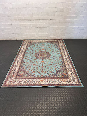 Ornate Aqua Persian Style Area Rug - 2ndhandwarehouse.com