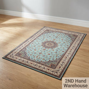 Ornate Aqua Persian Style Area Rug - 2ndhandwarehouse.com