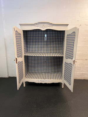 Ornate French Style Grey Carved Wardrobe — Scratch on Top F - 2ndhandwarehouse.com