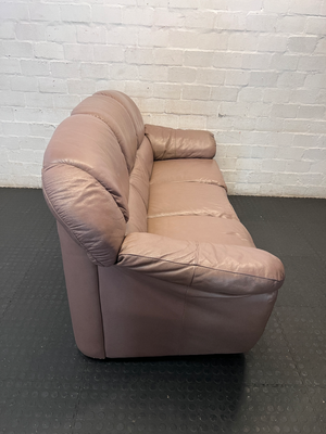 Padded Mauve-Brown 3 Seater Leather Couch - 2ndhandwarehouse.com