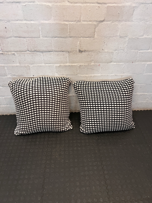 Pair of Black and White Check Woven Cushions (60x60) - 2ndhandwarehouse.com