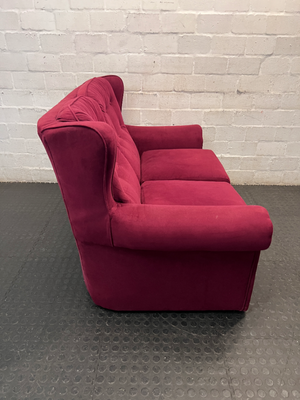 Plush Purple Velvet 2 Seater Couch with Button Back — Good Condition