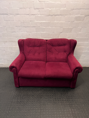Plush Purple Velvet 2 Seater Couch with Button Back — Good Condition