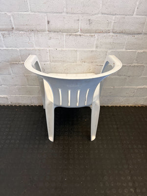 Practical White Plastic Garden Chair with Minor Scratches