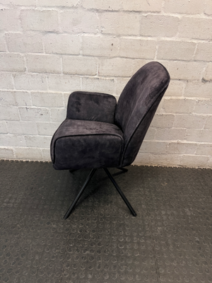 Purple Velvet-Style Upholstered Armchair with Metal Legs — Fair Condition with General Wear
