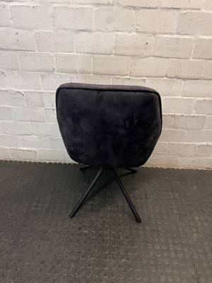 Purple Velvet-Style Upholstered Armchair with Metal Legs — Fair Condition with General Wear