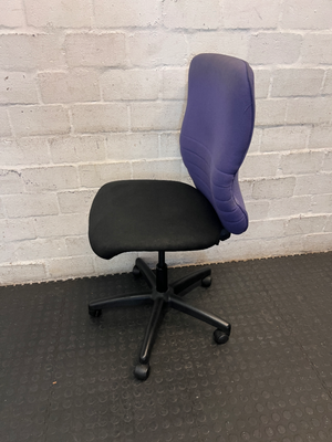 Purple and Black Armless Swivel Office Chair — Scuffed Arm Rests - 2ndhandwarehouse.com