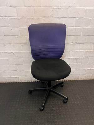 Purple and Black Armless Swivel Office Chair — Scuffed Arm Rests - 2ndhandwarehouse.com