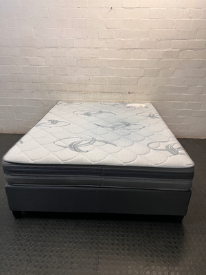 Queen Size Base and Mattress Set in Charcoal Grey — Clean and Pre-owned