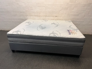 Queen Size Base and Mattress Set in Charcoal Grey — Clean and Pre-owned