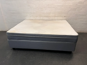 Queen Size Pillow-Top Mattress and Base Set — Localized Sagging and Surface Stain