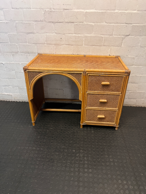 Rattan and Cane Dressing Table with Mirror — Good Working Order - 2ndhandwarehouse.com
